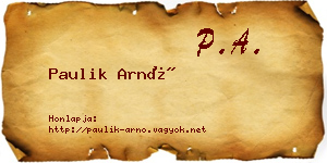 Paulik Arnó névjegykártya